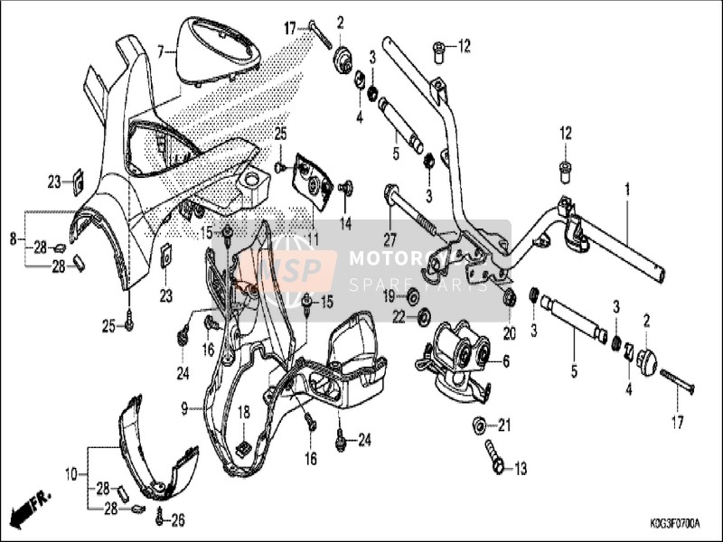 Honda C125 2019 Behandel pijp/Handvatafdekking voor een 2019 Honda C125